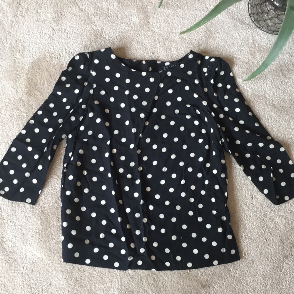 ⚡️4 for $25!⚡️ Zara Woman Polka Dot 3/4 Sleeve Top